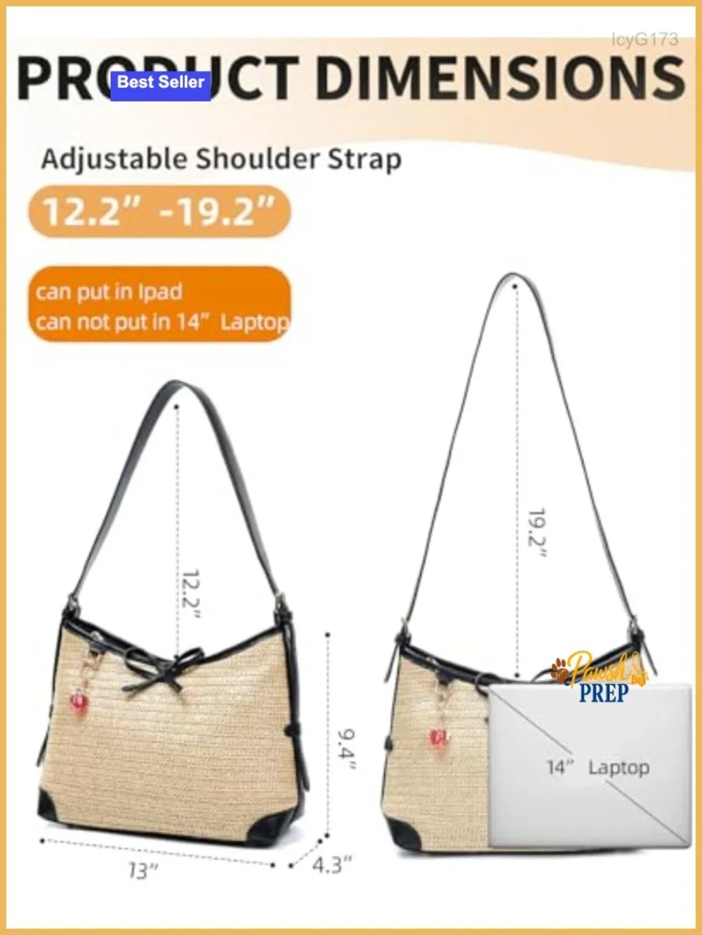 Handwoven Straw Hobo Shoulder Purse Tote Handbag for Women